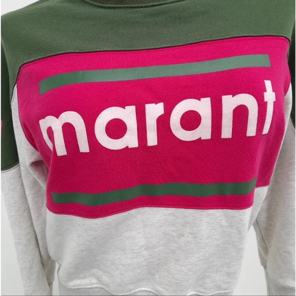 FINAL ISABEL MARANT 🦚 sz M L sweatshirt FINAL! ULTRA RARE LOGO pink CHIC AF - Picture 5 of 5